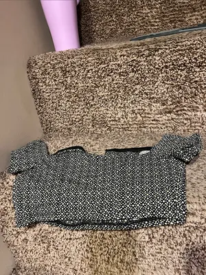 Free People Black & White Geometric Off-Shoulder Crop Top thumbnail 4