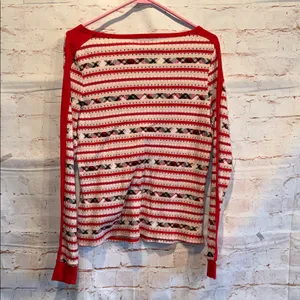 Victoria's Secret Red and Black Patterned Long Sleeve Top thermal scoop neck thumbnail 4