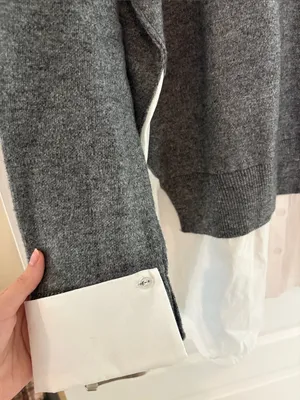 Zara Combination Poplin Knot Sweater NWT Large thumbnail 5