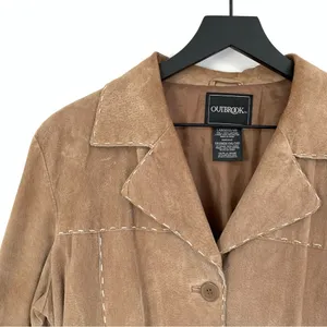 VTG OUTBROOK Suede Leather Jacket Tan L Size L thumbnail 2