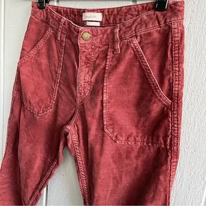 BA&SH Corduroy Maroon‎ Pants Sally Boyfriend Tapered Leg Size 26 thumbnail 2