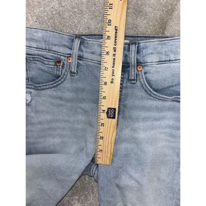 Madewell Mid Rise Classic Straight Jeans Light Blue Wash Knee Rip Edition Sz‎ 23 thumbnail 6