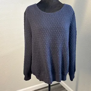 GAP Dark Blue Quilted Zip-Up Sweater thumbnail 2