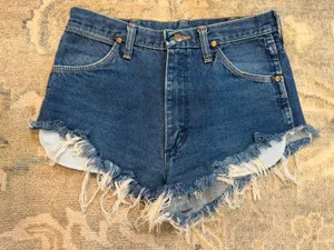 Wrangler High Rise Cut Off Denim Shorts Vintage Urban Outfitters Reworked Sz 6 thumbnail 1