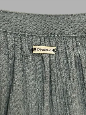 O’Neill Women’s Teal Blue Gauze Button Front Blouse Size L Boho Flowy Top thumbnail 7