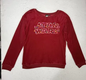 Star Wars Christmas Plush Fuzzy Crew Neck Sweatshirt Womens Pullover Deep Red thumbnail 1