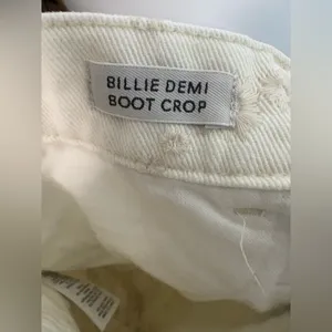 J.Crew‎ Billie Demi Boot Crop Jeans 28 White Embroidered Floral Raw Hem Cotton thumbnail 4