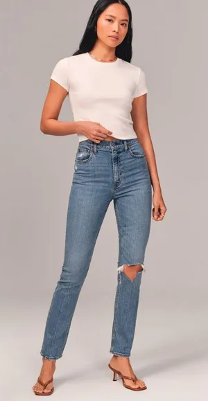 Abercrombie The 90’s Slim Straight Ultra High Rise Jeans thumbnail 2