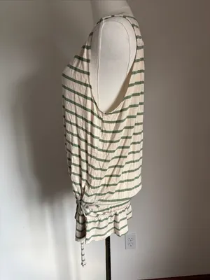 GAP Cream and Sage Green Striped Drawstring Tank thumbnail 3