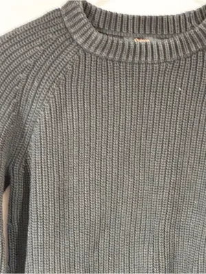 Quince 100% Organic Cotton Fisherman Crewneck Sweater Black Size Medium thumbnail 2