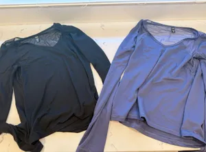 Victoria's Secret Long Sleeve Scoop Neck Tops - Black and Lavender thumbnail 1
