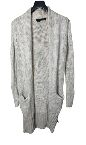 360 Cashmere‎ Wool Blend Open Front Cardigan Oatmeal Grey Chunky Knit Small thumbnail 1