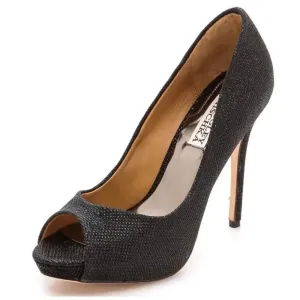 Badgley Mischka Kassidy ll Black Sequin 5 Inch‎ Heel Platform Pumps Size 8M thumbnail 1