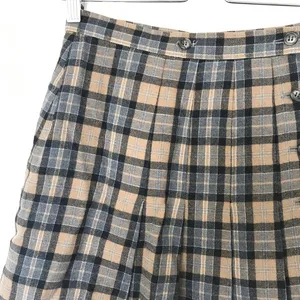 VTG Moschino jeans 26‎ Y2K plaid pleated Academia wool brown skirt thumbnail 6