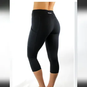 Kiava Contour Capri Legging Pants Athletic Black Small Pockets Gym Workout thumbnail 2