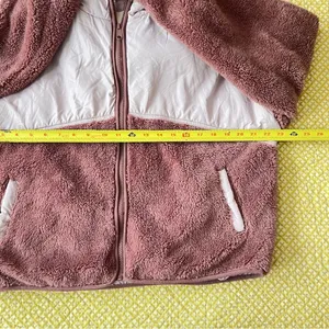 Thread Supply Mixed Media Fleece Hooded Jacket Mauve Size Large EUC Soft‎ Girl thumbnail 3