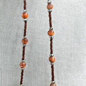 Carnelian Orange beaded pendant necklace thumbnail 5