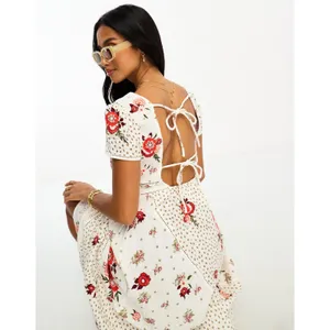 River Island Maxi Dress Womens 6 Cotton‎ Embroidered Lace Autumn Wedding Guest thumbnail 3