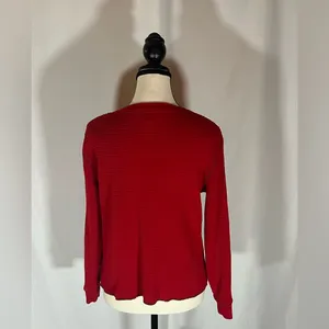 Madewell Women’s Long Sleeve Waffle Knit Henley Style Neckline Top thumbnail 4