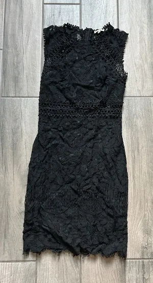 Main Strip Black Lace Mini Dress thumbnail 1