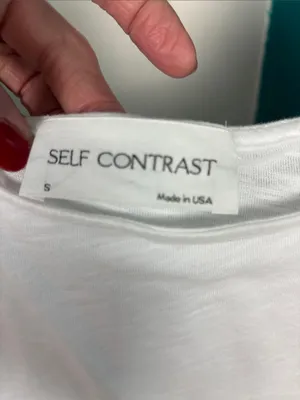 Self contrast White Scoop Neck Peasant Blouse with Puff Sleeves thumbnail 5