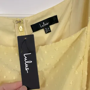 Lulus Women’s Bimini Light Yellow Swiss Dot Tie-Strap Midi Dress Size XL NWT thumbnail 5