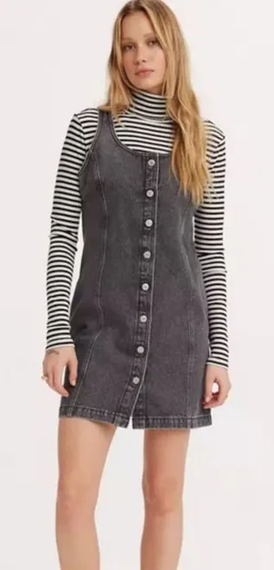 Levi’s black denim button front tank dress black/gray thumbnail 1
