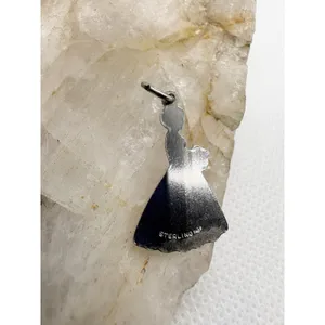 Vintage Sterling Silver Bride Bouquet Charm Blue Glass Stone Dress Pendant 1.8g‎ thumbnail 3