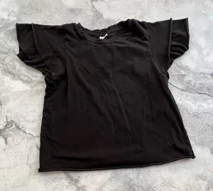 Tresics Black Flutter Sleeve Jersey Crop Top‎ Size Small thumbnail 1