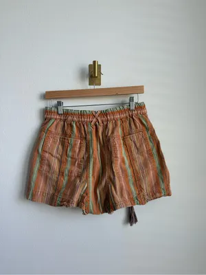 Free People Kahuna Harem Shorts Multicolor Striped Tassel Boho Size Small thumbnail 10