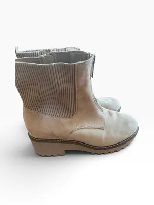 Torrid Women's Tan Suede Ankle Boots - Front Zip Lug Chelsea thumbnail 2