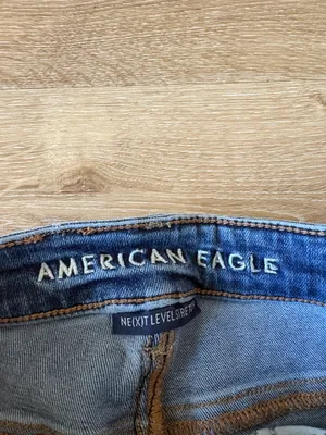 American Eagle Distressed Skinny Jeans with Frayed Hem thumbnail 4