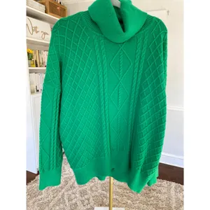 Show Me Your Mumu Sweater Green Cable Knit Turtleneck Quiet Luxury‎ Old Money L thumbnail 3