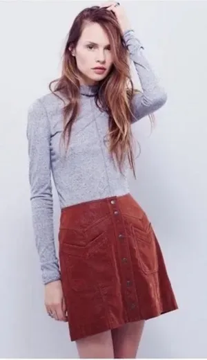 Free People “Come A Little Closer” A-line Mini Skirt Sz 12 thumbnail 1
