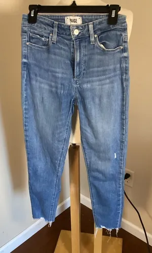 PAIGE Women's Skyline Skinny Ankle Jeans with Raw Hem - Size 27 thumbnail 1