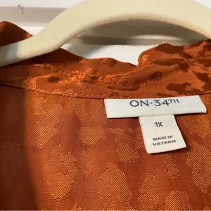 ON 34TH Animal Print Rayon Toasted Ginger Long Sleeves Pockets 1X Plus Jumpsuit thumbnail 11