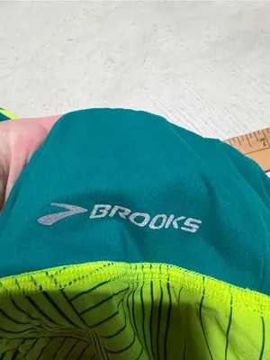 Brooks Neon Lime Running Shorts with Teal Waistband thumbnail 10