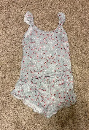Nanette Lepore Gray and Red Floral Ruffle Cami & Shorts Pajama Set ❤️ thumbnail 1