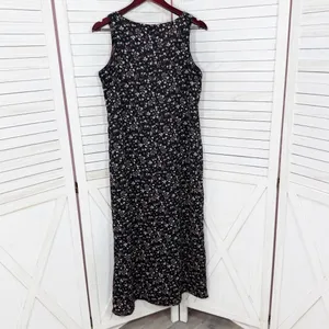 Vintage 90s Y2K Kathie Lee Floral Sleeveless Shift Maxi Dress Black Pink Medium thumbnail 9