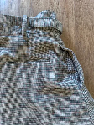 Free People Plaid High-Waist Belted Shorts in Gray-Taupe thumbnail 4