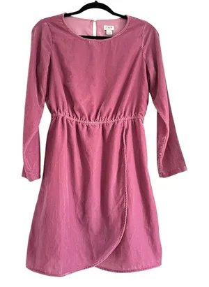 J.Crew Velvet Dress Long Sleeve Tulip Hem Pink Mauve Party Cocktail Size‎ 2 thumbnail 1