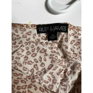 Riley & James Womens XL Leopard Print V-Neck Blouse Mesh Stripe 3/4‎ Sleeve Tan thumbnail 8