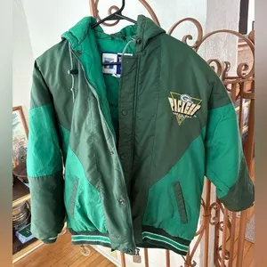 Vintage Logo 7 Packers Puffer Jacket Green Size XL thumbnail 1