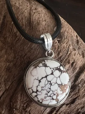 Wild Horse Turquoise 925 Sterling Silver Necklace Native American Jewelry thumbnail 1