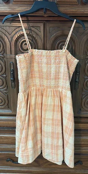American Eagle orange gingham sundress thumbnail 1