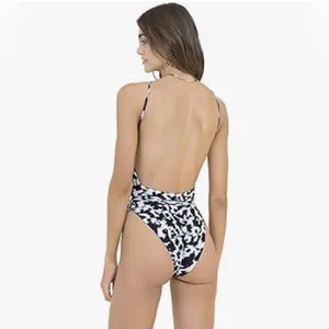 New! MAAJI Spot Butterfly Safari Plunge One Piece Reversible‎ Black White Medium thumbnail 7