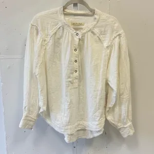 NWT Free People Beach Day Pullover In Ivory Oversized‎ Gauze Cotton White thumbnail 2
