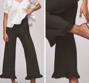 Anthropologie Maeve The Colette Ruffle-Hem Crop Wide-Leg Pants, Size 26 Tall thumbnail 2