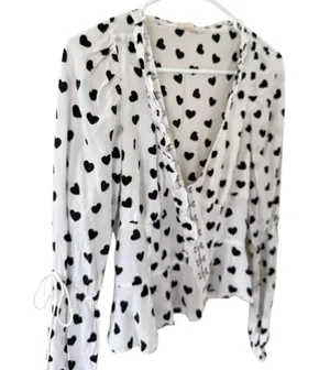 For Love & Lemons Willow Black & White Heart Blouse thumbnail 5