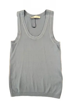 Zara | XS | Blue Sleeveless Knit Tee thumbnail 1